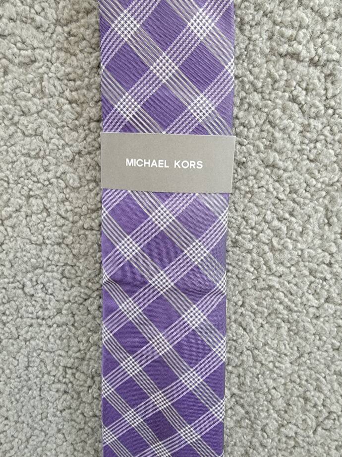 Michael Kors Silk Blend Lombard Check Tie Men's One Size Purple Combo