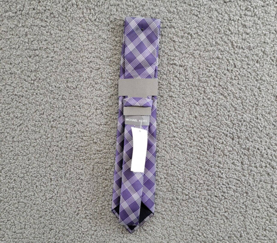 Michael Kors Silk Blend Lombard Check Tie Men's One Size Purple Combo