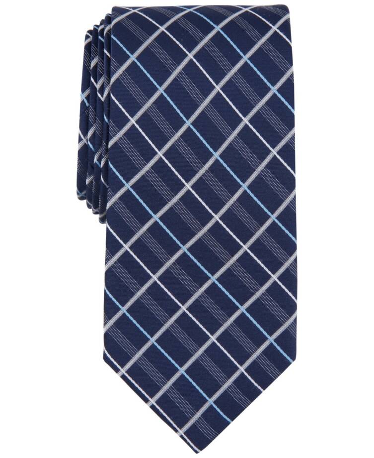 Michael Kors Silk Blend Troy Grid Tie Men's One Size Navy