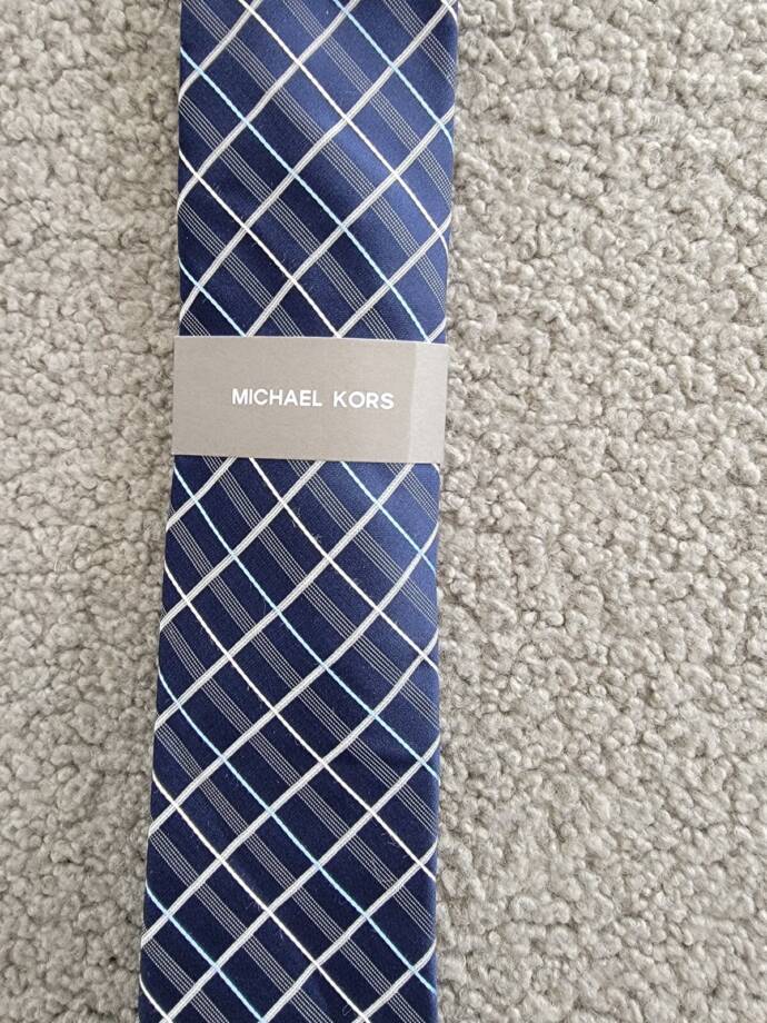 Michael Kors Silk Blend Troy Grid Tie Men's One Size Navy