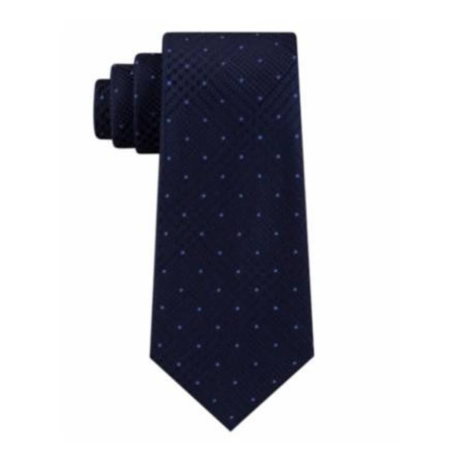 Michael Kors Silk Blend Dotted Glen-Check Tie Men's Navy Keeper Loop