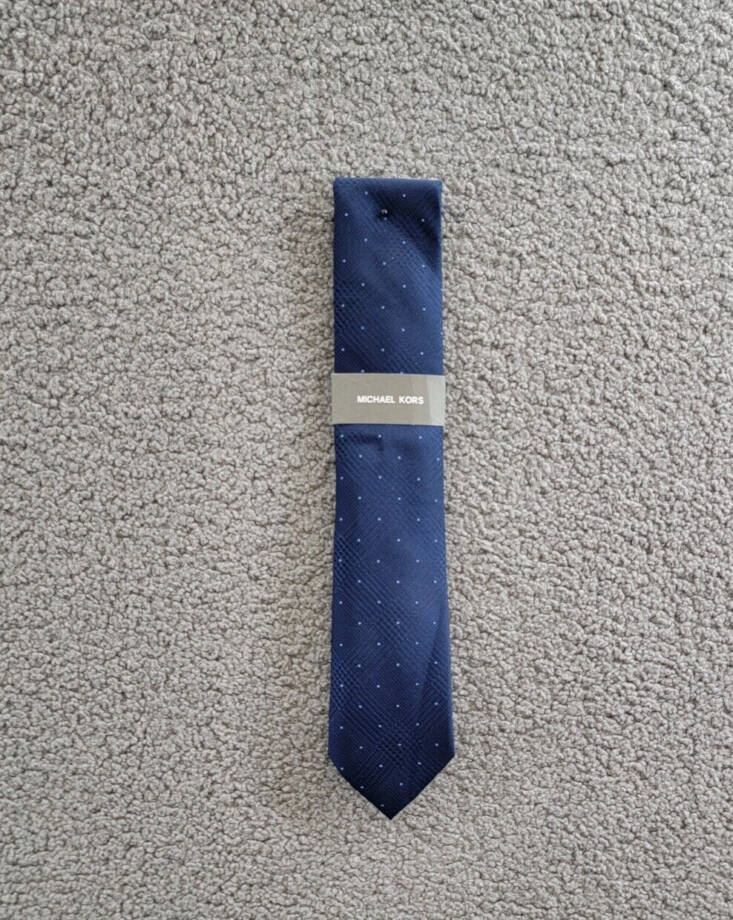 Michael Kors Silk Blend Dotted Glen-Check Tie Men's Navy Keeper Loop