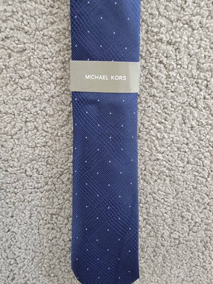Michael Kors Silk Blend Dotted Glen-Check Tie Men's Navy Keeper Loop