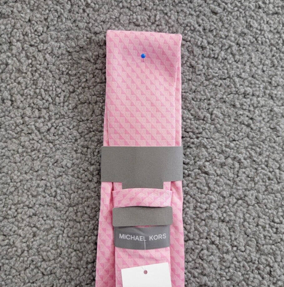 Michael Kors Nassau Geo-Print Tie Men's One Size Pink Classic Design Pointed