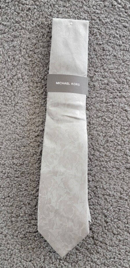 Michael Kors Carman Floral Tie Mens One Size Silver Classic Design Pointed Style