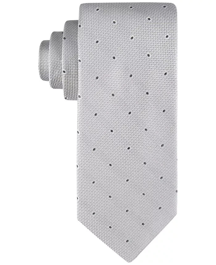Calvin Klein Textured Micro-Dot Neat Tie Men's One Size Gray Classic Design