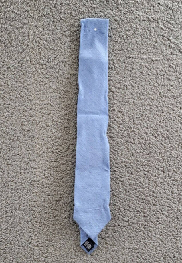 Tommy Hilfiger Herringbone Linen Solid Tie Men's One Size Blue Classic Design
