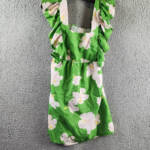 The Lulo Project Smocked Cutout Back Mini Dress Womens M Green Hibiscus Pullover