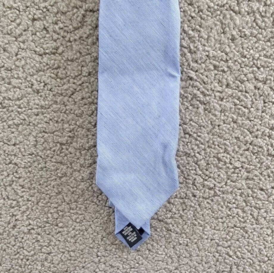 Tommy Hilfiger Herringbone Linen Solid Tie Men's One Size Blue Classic Design