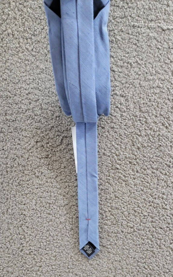 Tommy Hilfiger Herringbone Linen Solid Tie Men's One Size Blue Classic Design