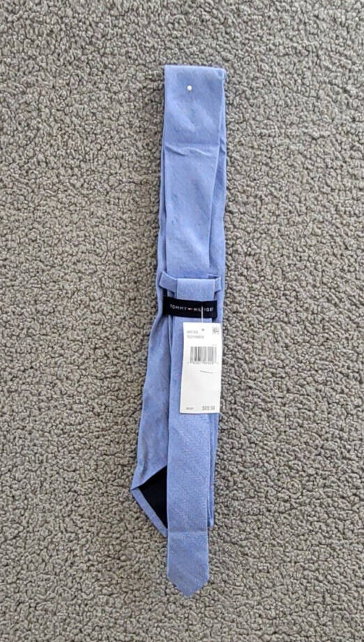 Tommy Hilfiger Herringbone Linen Solid Tie Men's One Size Blue Classic Design