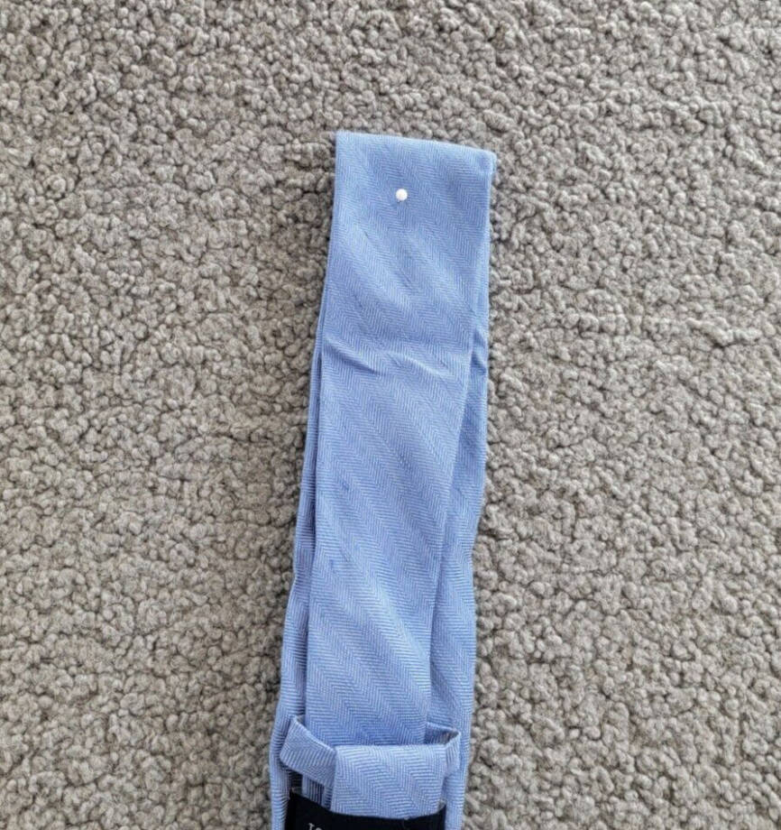 Tommy Hilfiger Herringbone Linen Solid Tie Men's One Size Blue Classic Design