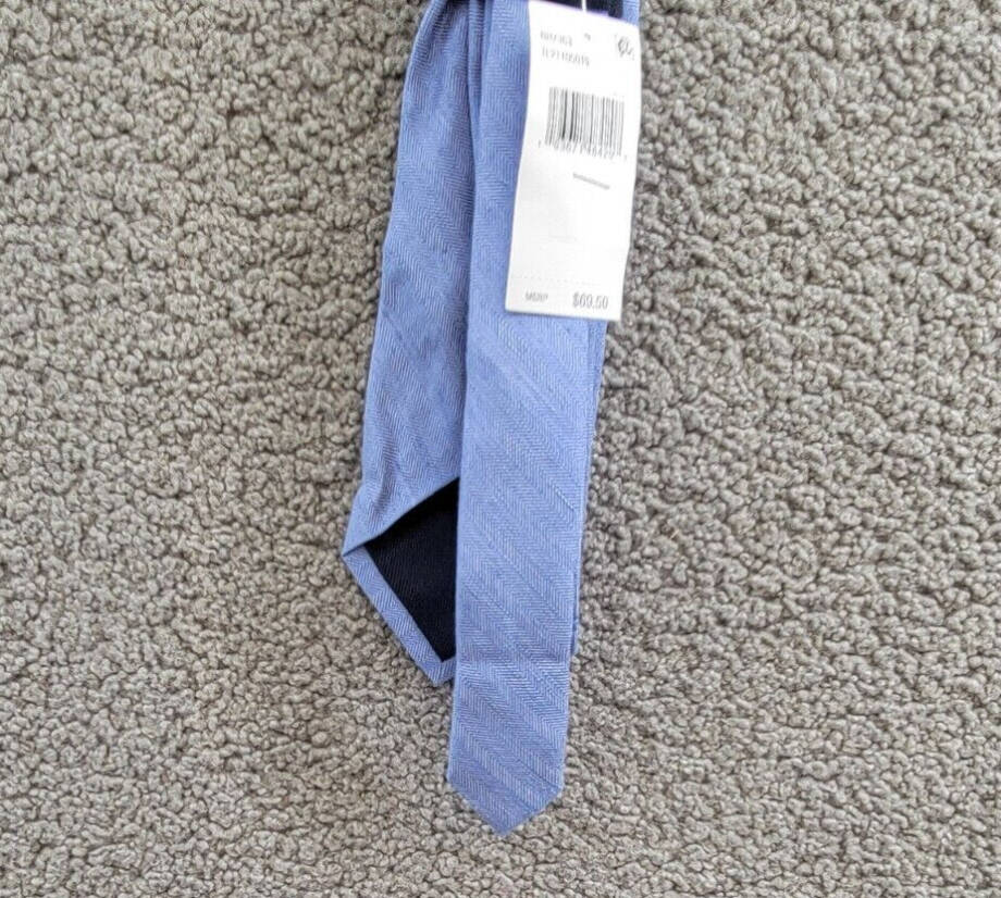 Tommy Hilfiger Herringbone Linen Solid Tie Men's One Size Blue Classic Design