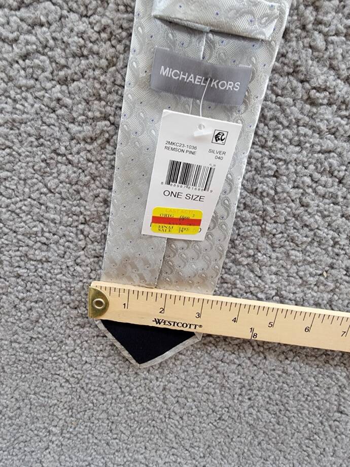 Michael Kors Silk Blend Remson Pin-Dot Tie Men's One Size Silver Adjustable