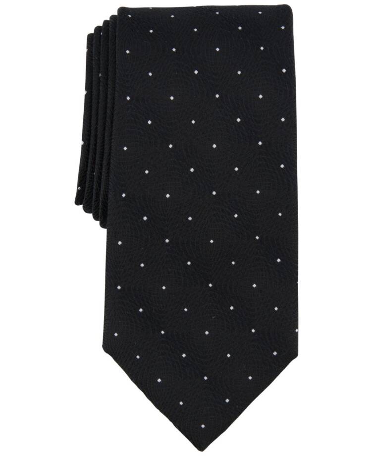 Michael Kors Silk Blend Petru Dot-Pattern Tie Men's One Size Black Adjustable~