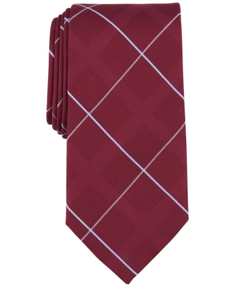 Michael Kors Silk Blend York Classic Grid Tie Men's One Size Burgundy Adjustable