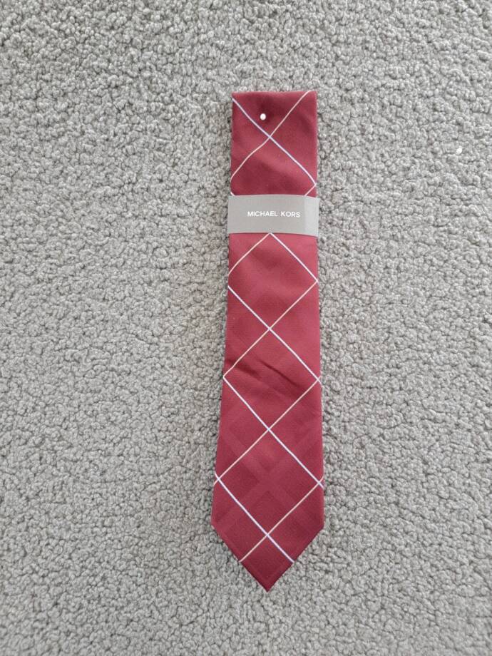 Michael Kors Silk Blend York Classic Grid Tie Men's One Size Burgundy Adjustable