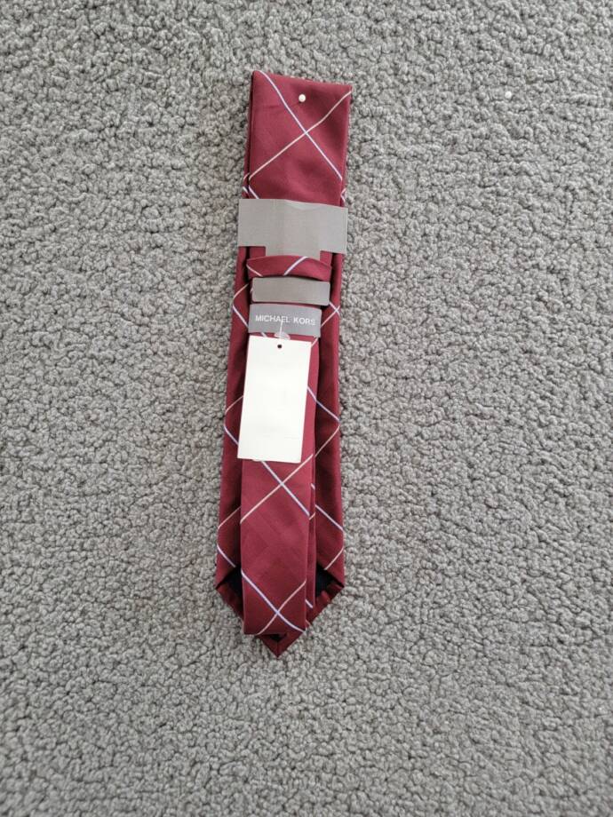 Michael Kors Silk Blend York Classic Grid Tie Men's One Size Burgundy Adjustable