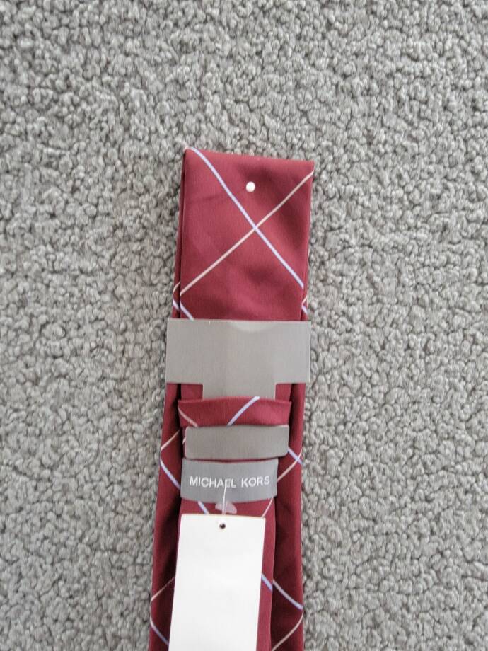 Michael Kors Silk Blend York Classic Grid Tie Men's One Size Burgundy Adjustable