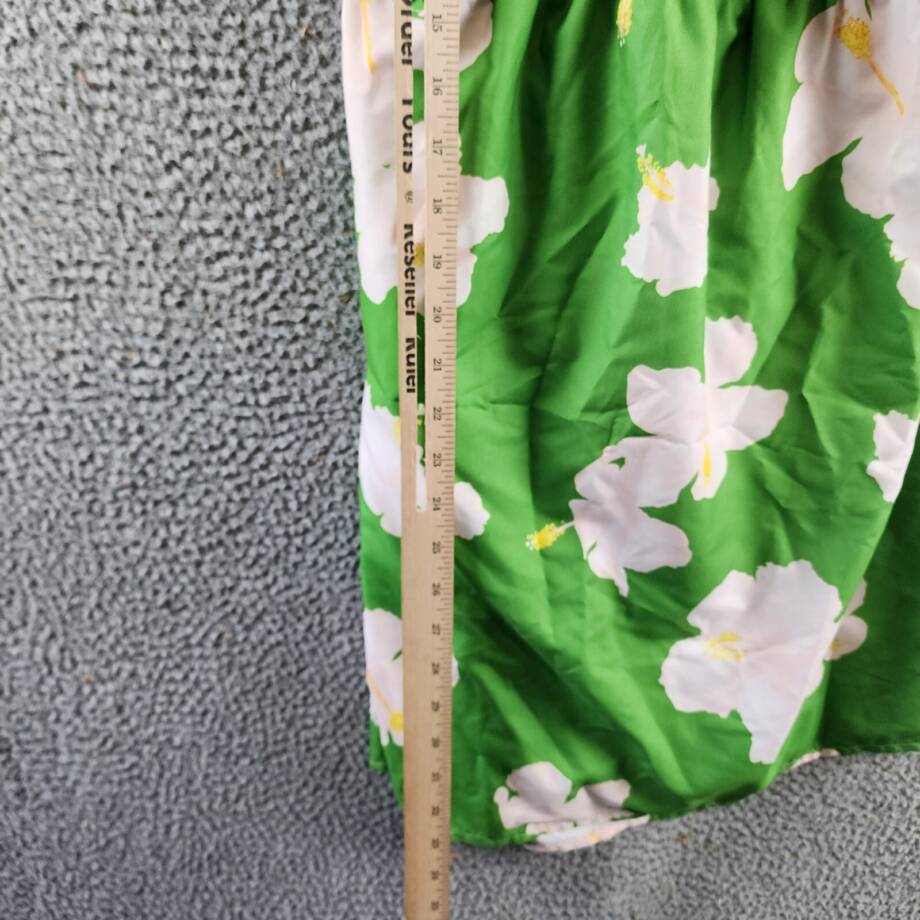 The Lulo Project Smocked Cutout Back Mini Dress Womens M Green Hibiscus Pullover