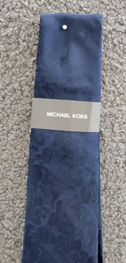 Michael Kors Silk Blend Carman Classic Floral Tie Mens One Size Navy Adjustable~