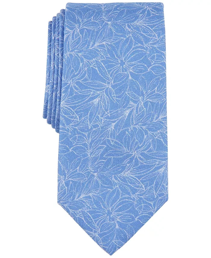 Michael Kors Silk Blend Saunders Botanical Tie Men's One Size Blue Adjustable