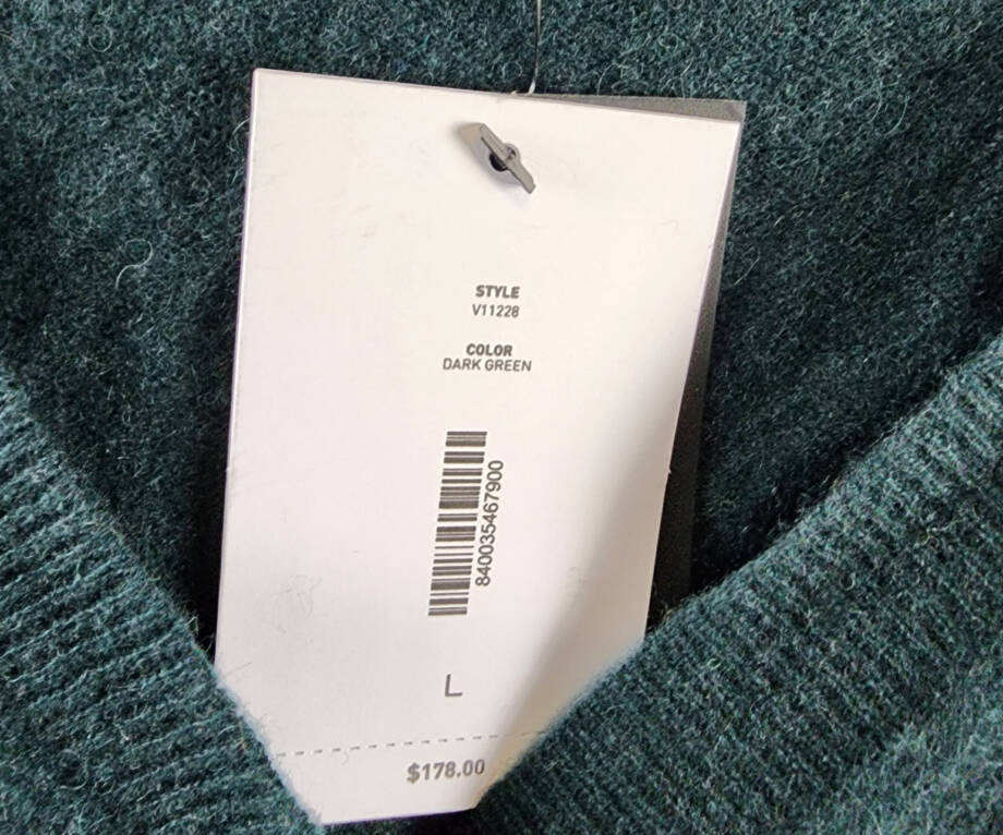 C by Bloomingdale's Cashmere V Neck Cardigan Women's L Dark Green Button Closure