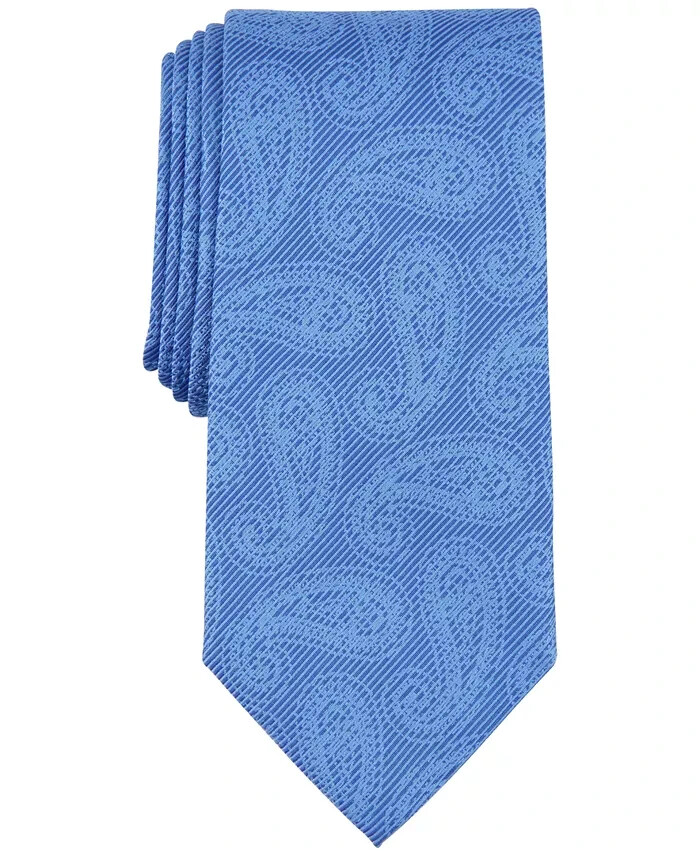 Michael Kors Silk Blend Adkins Paisley Tie Men's One Size Blue Adjustable~