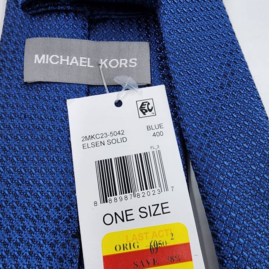 Michael Kors Elsen Solid Silk Blend Tie Men's One Size Blue Classic Design