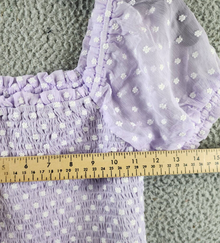AQUA Daisy Clip Dot Puff Sleeve Top Girls' XL (14-16) Lilac Ruffle Trim Pullover