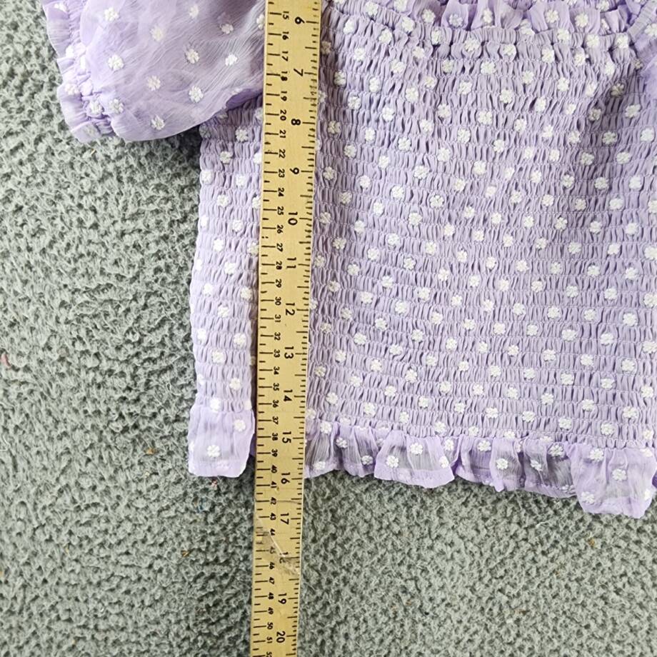AQUA Daisy Clip Dot Puff Sleeve Top Girls' XL (14-16) Lilac Ruffle Trim Pullover