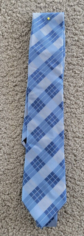 Calvin Klein Silk Blend Tonal Striated Plaid Tie Men's Blue Adjustable~