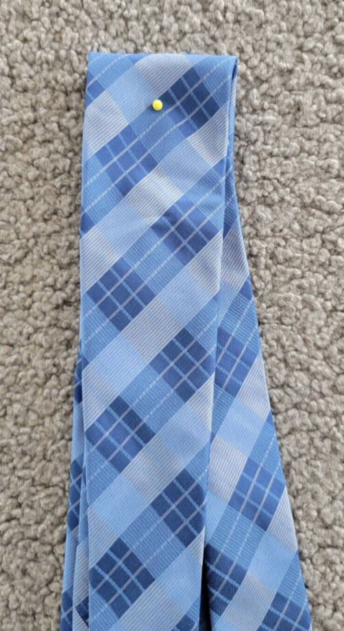 Calvin Klein Silk Blend Tonal Striated Plaid Tie Men's Blue Adjustable~