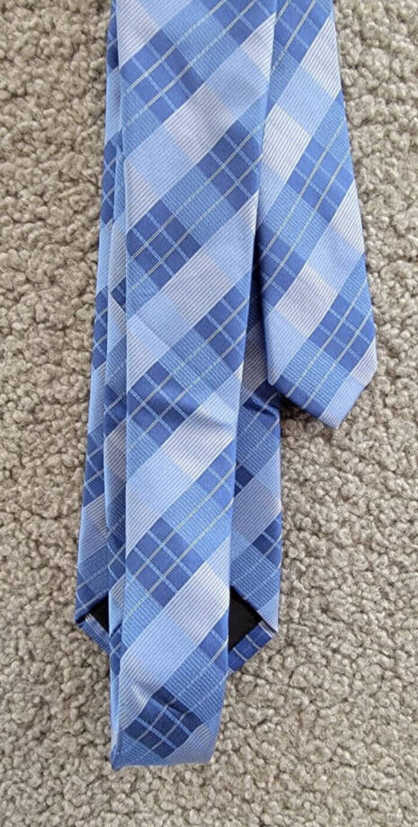Calvin Klein Silk Blend Tonal Striated Plaid Tie Men's Blue Adjustable~