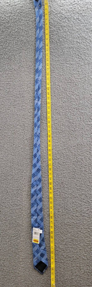 Calvin Klein Silk Blend Tonal Striated Plaid Tie Men's Blue Adjustable~