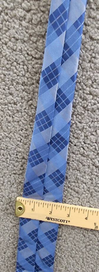 Calvin Klein Silk Blend Tonal Striated Plaid Tie Men's Blue Adjustable~