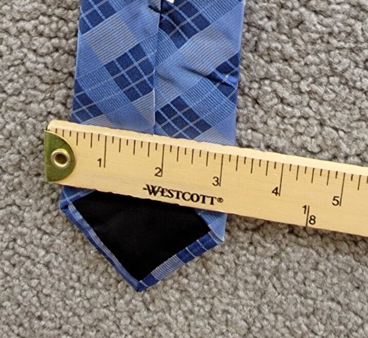 Calvin Klein Silk Blend Tonal Striated Plaid Tie Men's Blue Adjustable~
