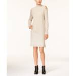Style & Co. Cold Shoulder Ribbed Trim Sweaterdress Women's L Hammock Heather L/S