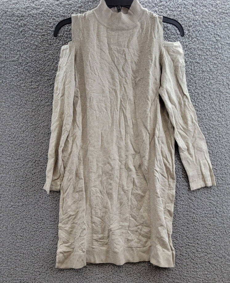 Style & Co. Cold Shoulder Ribbed Trim Sweaterdress Women's L Hammock Heather L/S