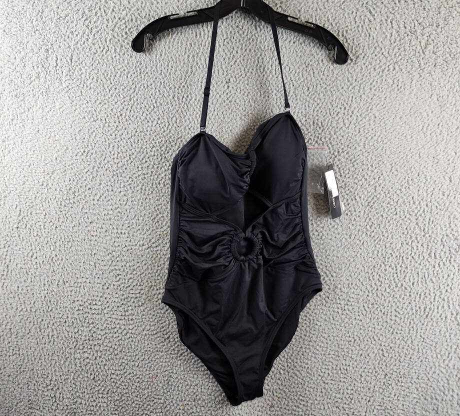 Carmen Marc Valvo Convertible Bandeau One-Piece Swimsuit Women's 12 Black