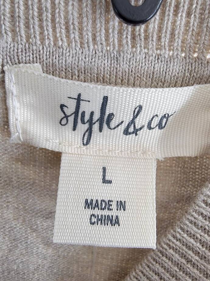 Style & Co. Cold Shoulder Ribbed Trim Sweaterdress Women's L Hammock Heather L/S