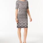 Karen Scott Printed T-Shirt Dress Women's S Deep Black/White 1/2 Sleeve Pullover