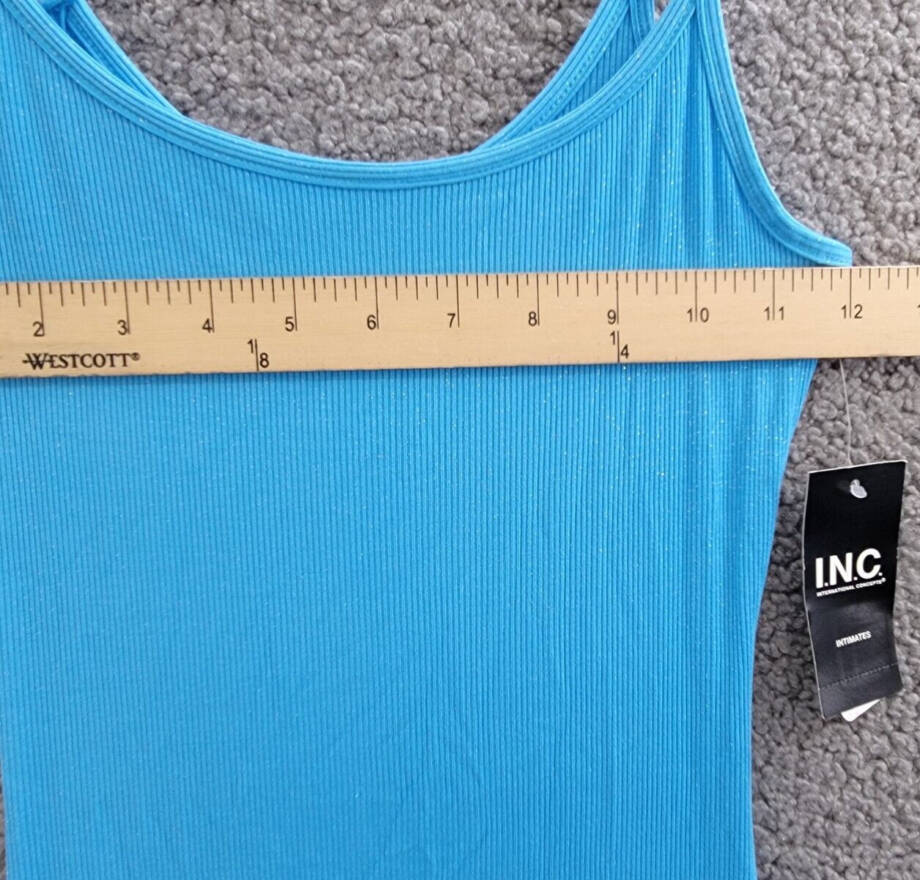 I.N.C. International Concepts Sparkle Knit Nightgown Women XS Cyan Blue Pullover