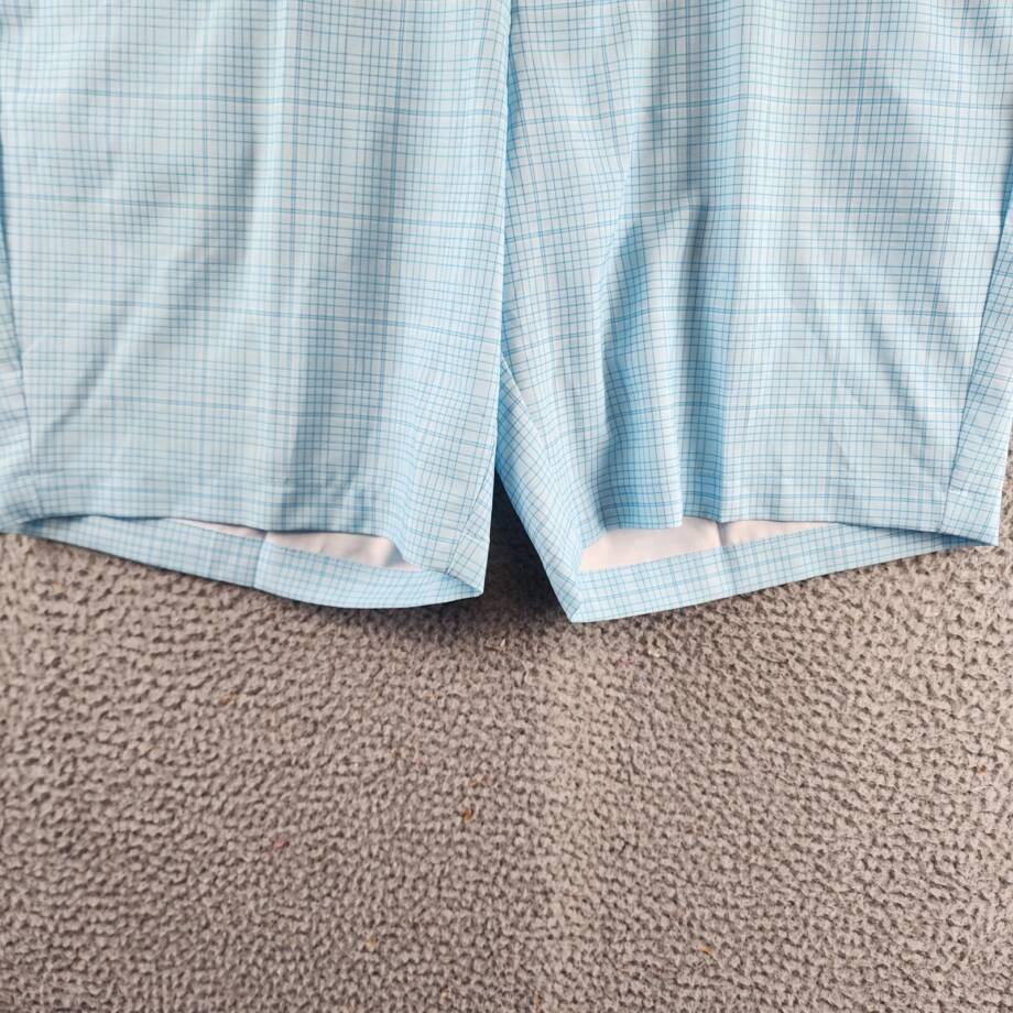 PGA TOUR Check Print Performance 8" Golf Shorts Men's 38 Cyan Blue