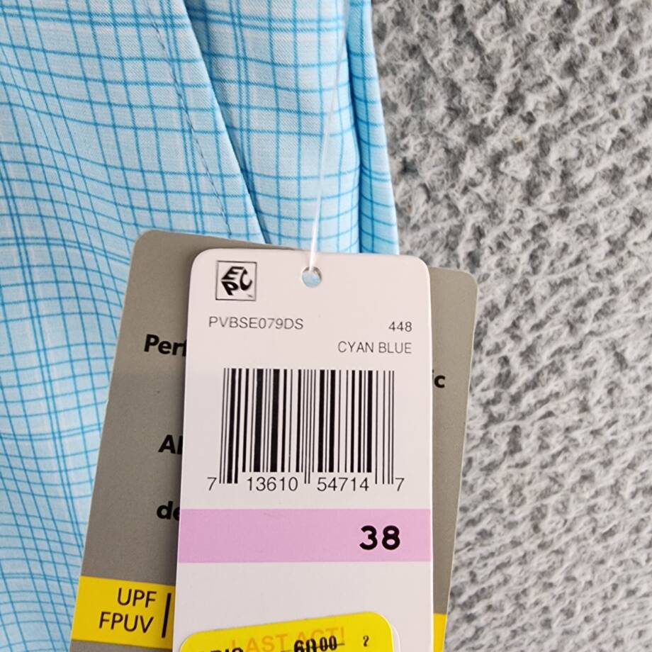 PGA TOUR Check Print Performance 8" Golf Shorts Men's 38 Cyan Blue