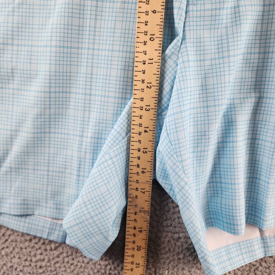 PGA TOUR Check Print Performance 8" Golf Shorts Men's 38 Cyan Blue