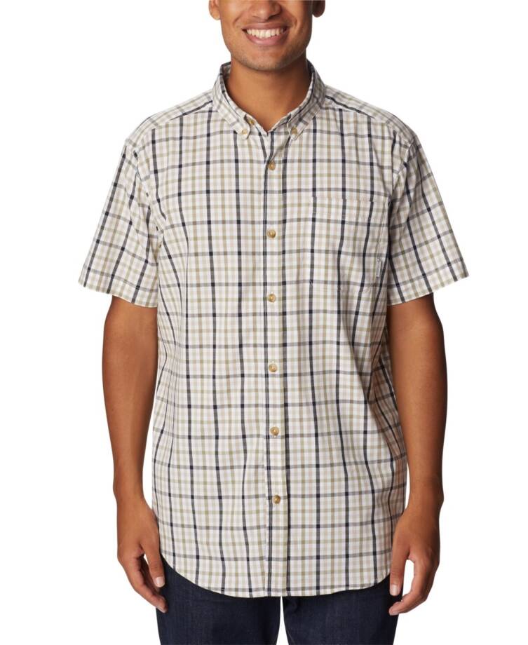 Columbia Rapid Rivers Short Sleeve Shirt Men's S Ancient Fossil Button Closure