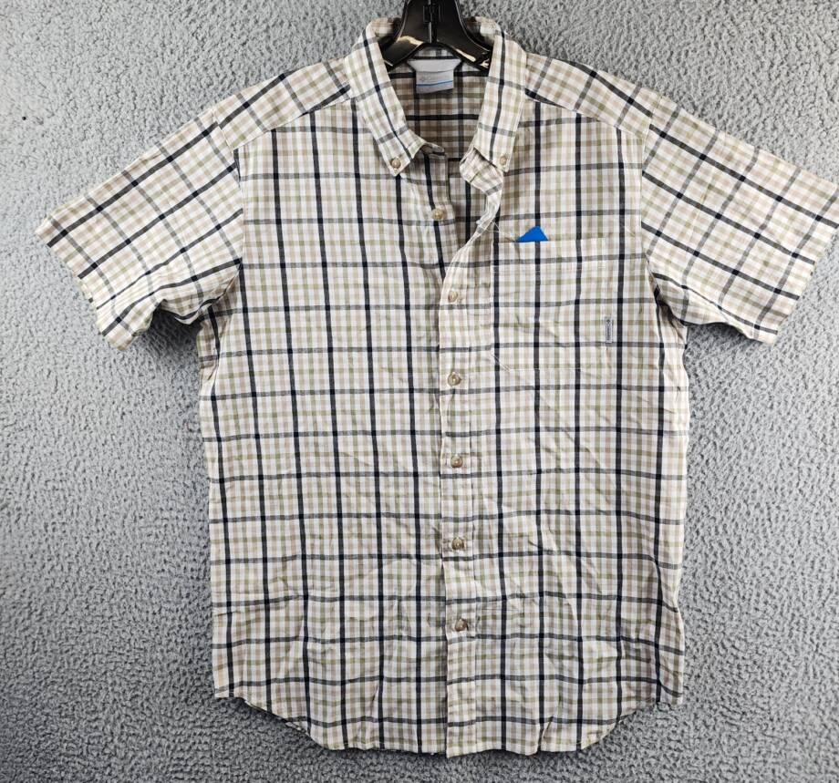Columbia Rapid Rivers Short Sleeve Shirt Men's S Ancient Fossil Button Closure