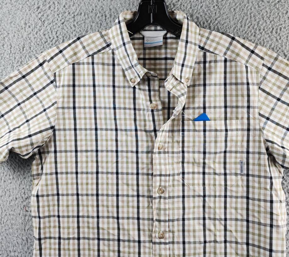 Columbia Rapid Rivers Short Sleeve Shirt Men's S Ancient Fossil Button Closure