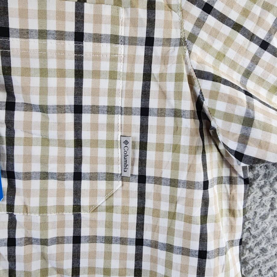 Columbia Rapid Rivers Short Sleeve Shirt Men's S Ancient Fossil Button Closure